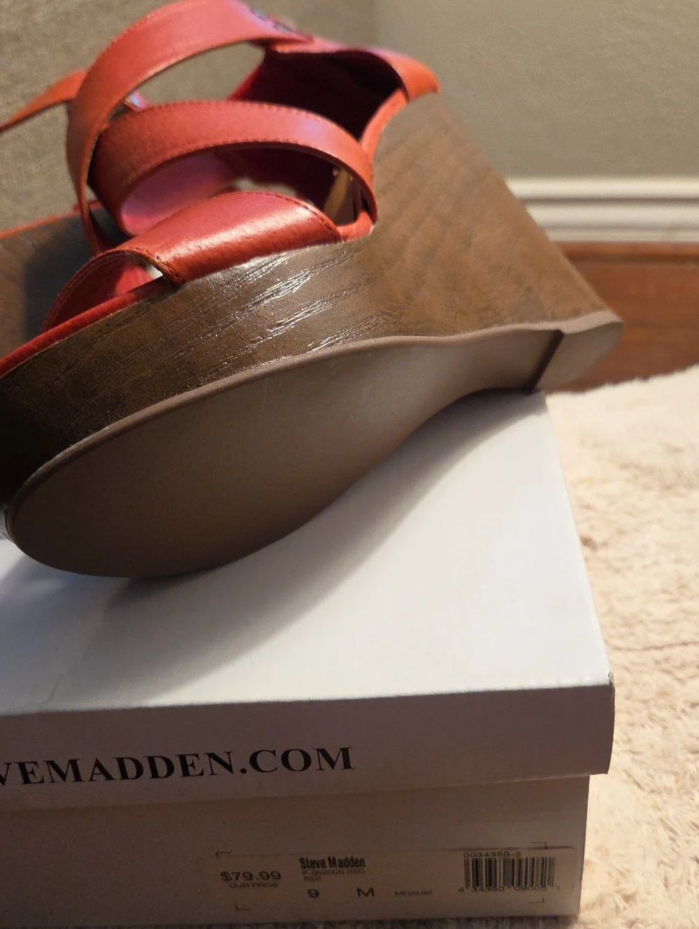 Steve Madden Red Strappy Wedge Sandals with Tassel
